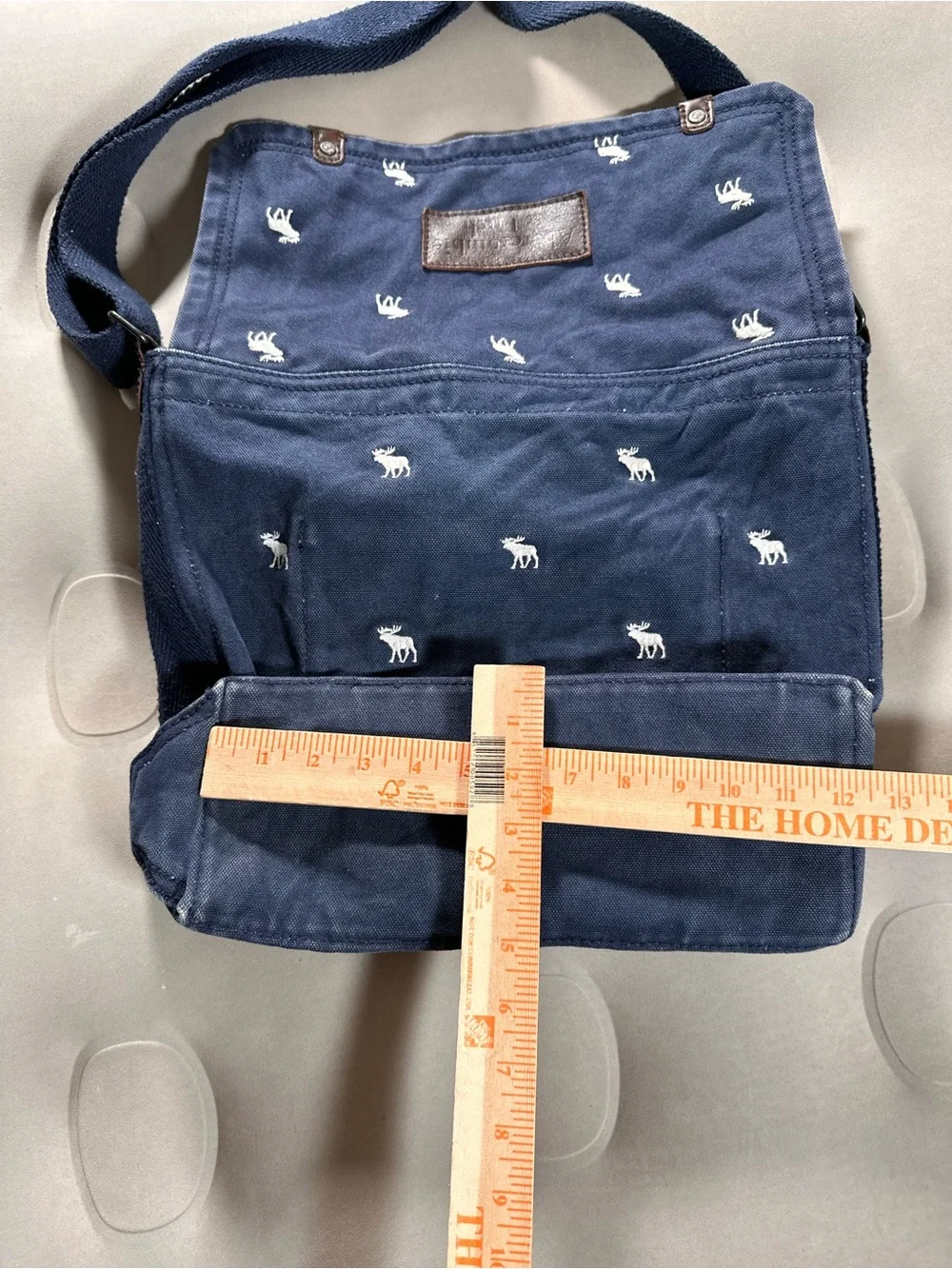 Abercrombie & Fitch Navy Blue Canvas Vintage Retro Messenger Sling Bag Y2K 2000s